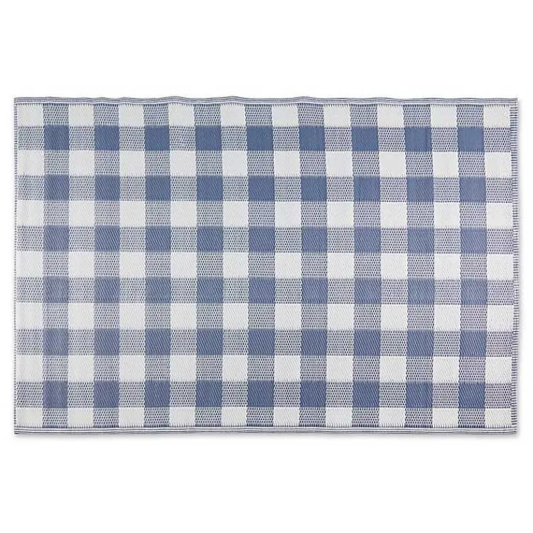 Kirklands Home Blue & White Buffalo Check Outdoor Area Rug, 4x6