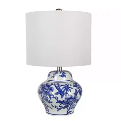 Kirklands Home Blue & Floral Ceramic Table Lamp White Outlet