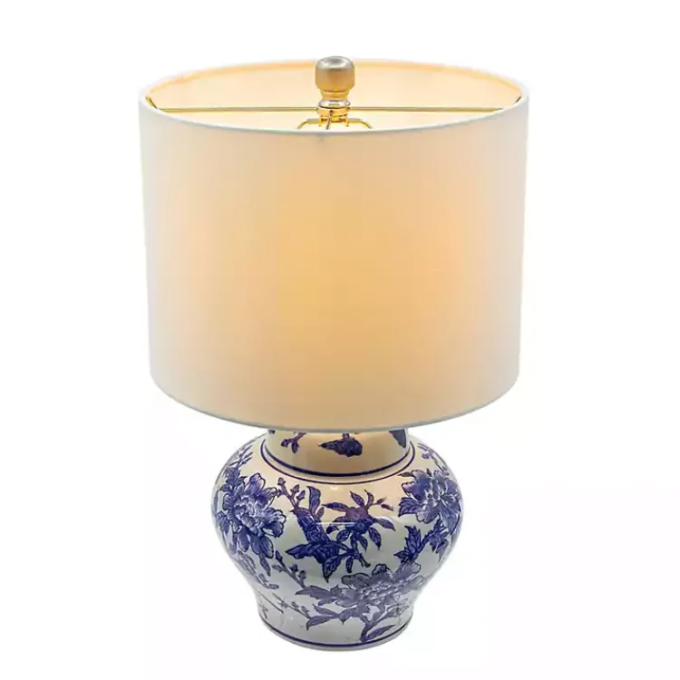 Kirklands Home Blue & Floral Ceramic Table Lamp White Outlet