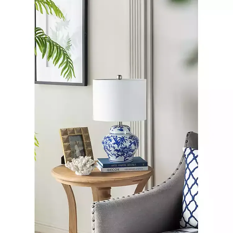 Kirklands Home Blue & Floral Ceramic Table Lamp White Outlet