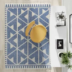 Kirklands Home & White Geometric Shag Area Rug, 8x10 Blue Sale