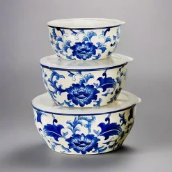 Kirklands Home Blue & White 6-pc. Ceramic Food Storage Bowl Set Clearance