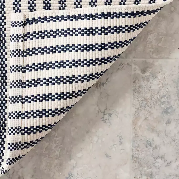 Kirklands Home Blue & White Pinstripe Indoor/Outdoor Rug, 5x8 New