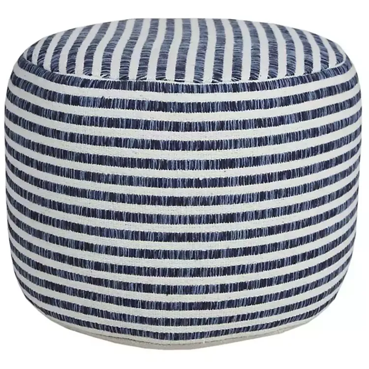 Poufs & Floor Cushions>Kirklands Home Blue & White Stripe Organic Cotton Pouf