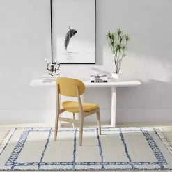 Kirklands Home & White Striped Block Border Area Rug, 8x10 Blue Discount