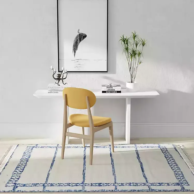 Kirklands Home & White Striped Block Border Area Rug, 8x10 Blue Discount