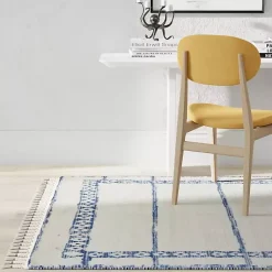 Kirklands Home & White Striped Block Border Area Rug, 8x10 Blue Discount