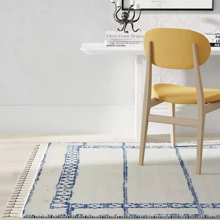 Kirklands Home & White Striped Block Border Area Rug, 8x10 Blue Discount