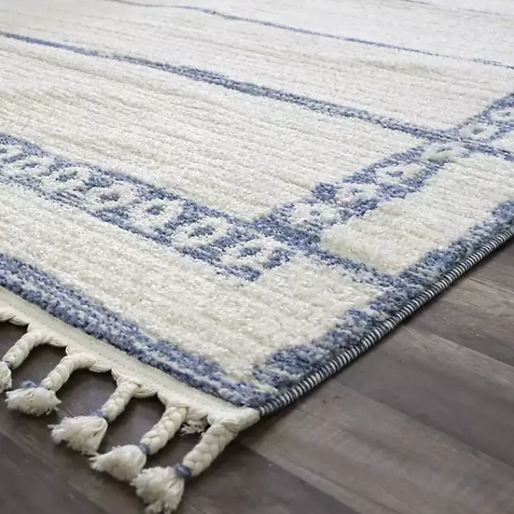 Kirklands Home & White Striped Block Border Area Rug, 8x10 Blue Discount