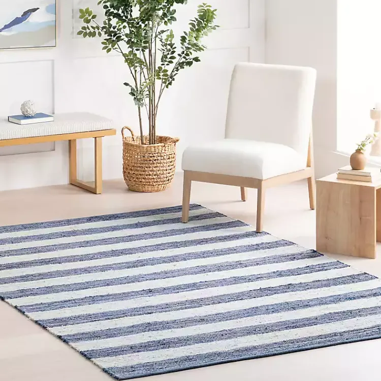 Kirklands Home Blue & White Striped Indoor/Outdoor Rug, 5x8 Sale