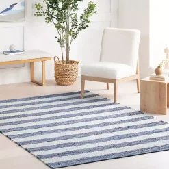 Kirklands Home Blue & White Striped Indoor/Outdoor Rug, 6x9 Sale