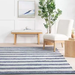 Kirklands Home Blue & White Striped Indoor/Outdoor Runner, 3x8 Best