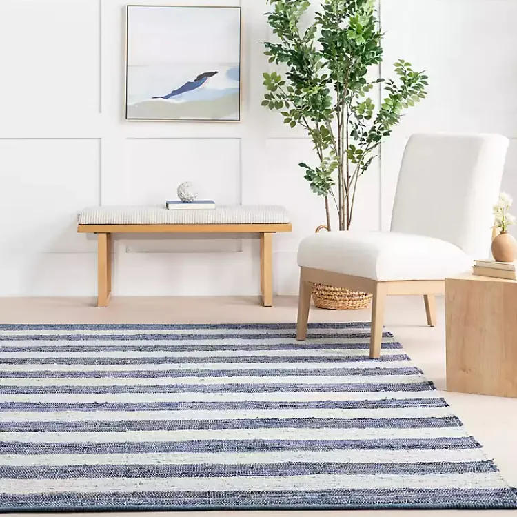 Kirklands Home Blue & White Striped Indoor/Outdoor Runner, 3x8 Best