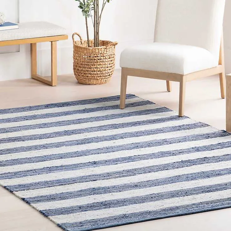 Kirklands Home Blue & White Striped Indoor/Outdoor Runner, 3x8 Best