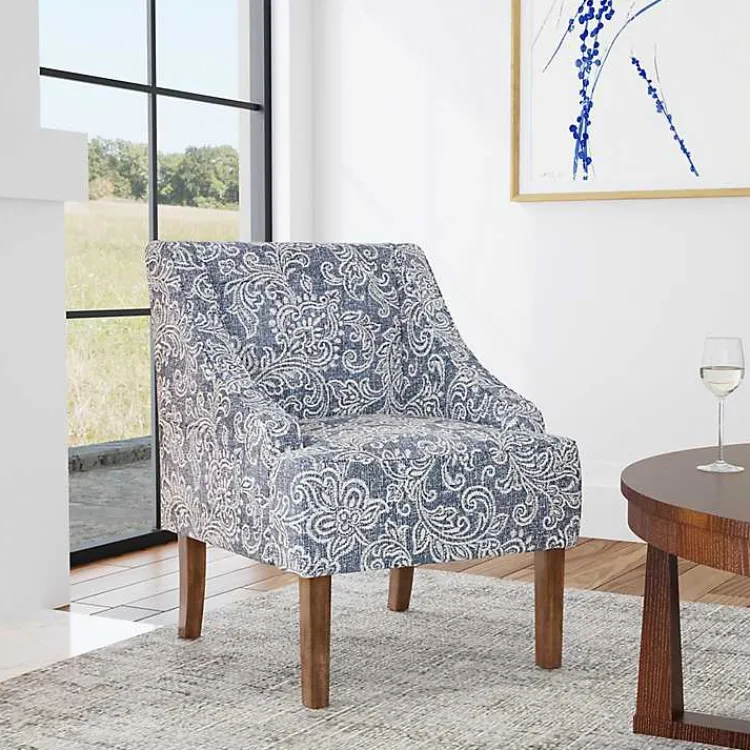 Kirklands Home & White Swoop Accent Chair Blue