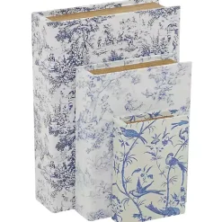 Baskets & Boxes>Kirklands Home Blue & White Toile Canvas Book Boxes, Set of 3