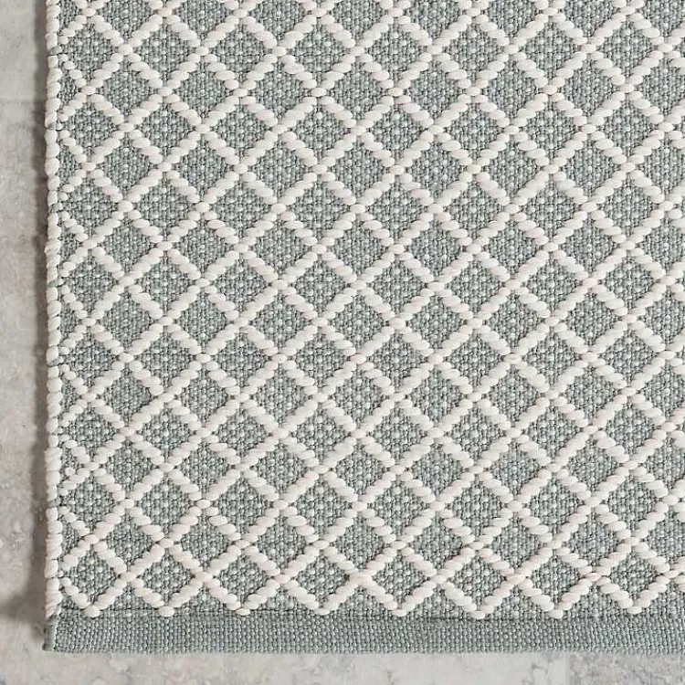 Kirklands Home Blue & White Trellis Indoor/Outdoor Runner, 3x8 Hot