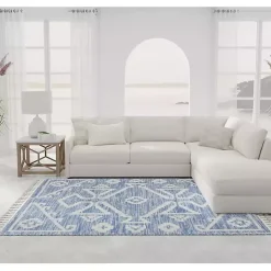 Kirklands Home & White Tribal Medallion Shag Area Rug, 8x10 Blue Outlet
