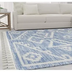 Kirklands Home & White Tribal Medallion Shag Area Rug, 8x10 Blue Outlet