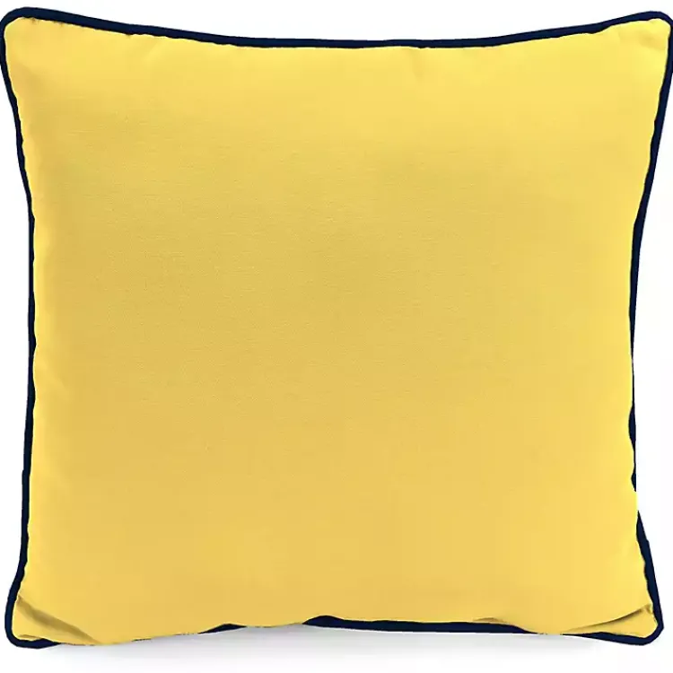 Kirklands Home Blue & Yellow Bee Happy Outdoor Pillow