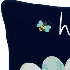 Kirklands Home Blue & Yellow Bee Happy Outdoor Pillow