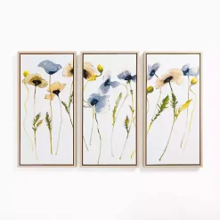 Kirklands Home Blue & Yellow Stems Framed Canvas Prints, Set of 3 Sale