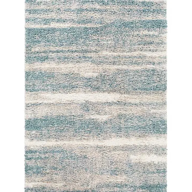 Kirklands Home Blue Abstract Soft Lines Area Rug, 5x8