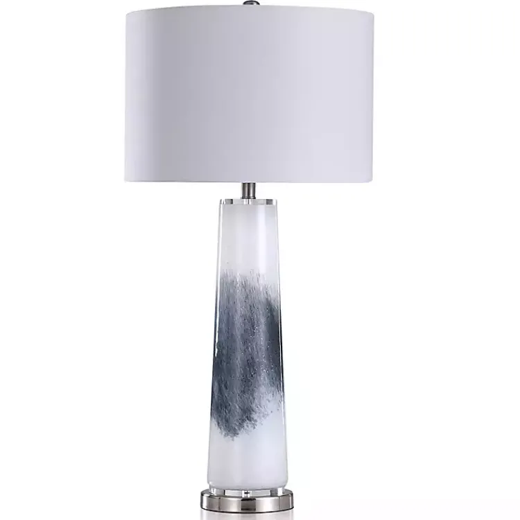 Kirklands Home Blue Abstract Tapered Glass Table Lamp White Sale