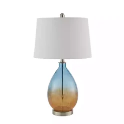 Kirklands Home Blue and Amber Glass Table Lamps, Set of 2 White Sale