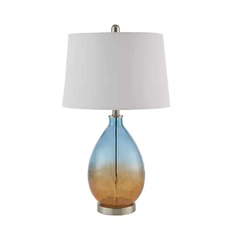 Kirklands Home Blue and Amber Glass Table Lamps, Set of 2 White Sale