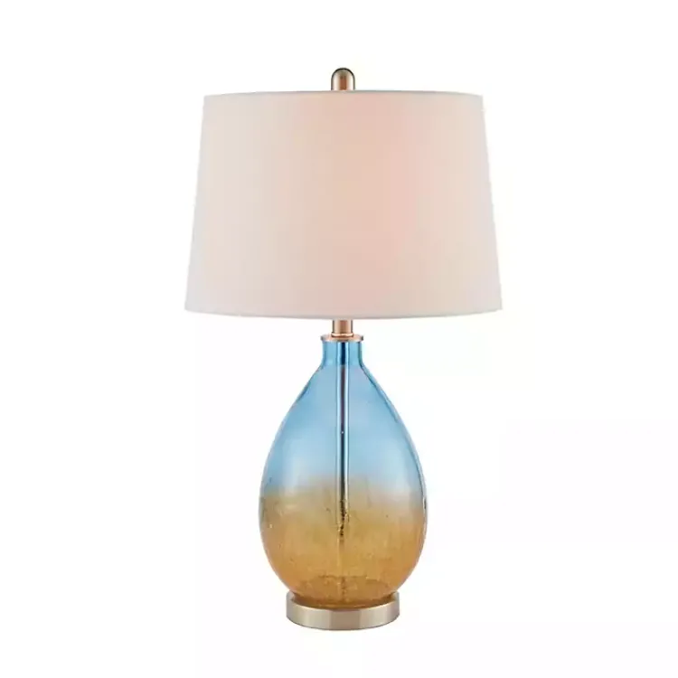 Kirklands Home Blue and Amber Glass Table Lamps, Set of 2 White Sale