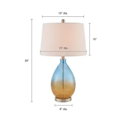 Kirklands Home Blue and Amber Glass Table Lamps, Set of 2 White Sale