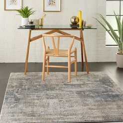 Kirklands Home Blue and Beige Tally Textured Area Rug, 3x5 Clearance