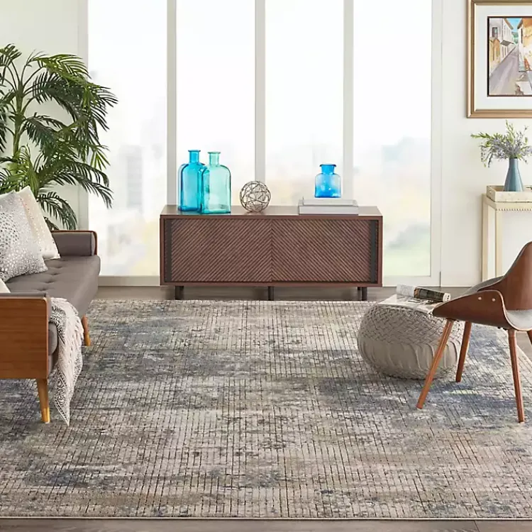 Kirklands Home Blue and Beige Tally Textured Area Rug, 7x9 Outlet