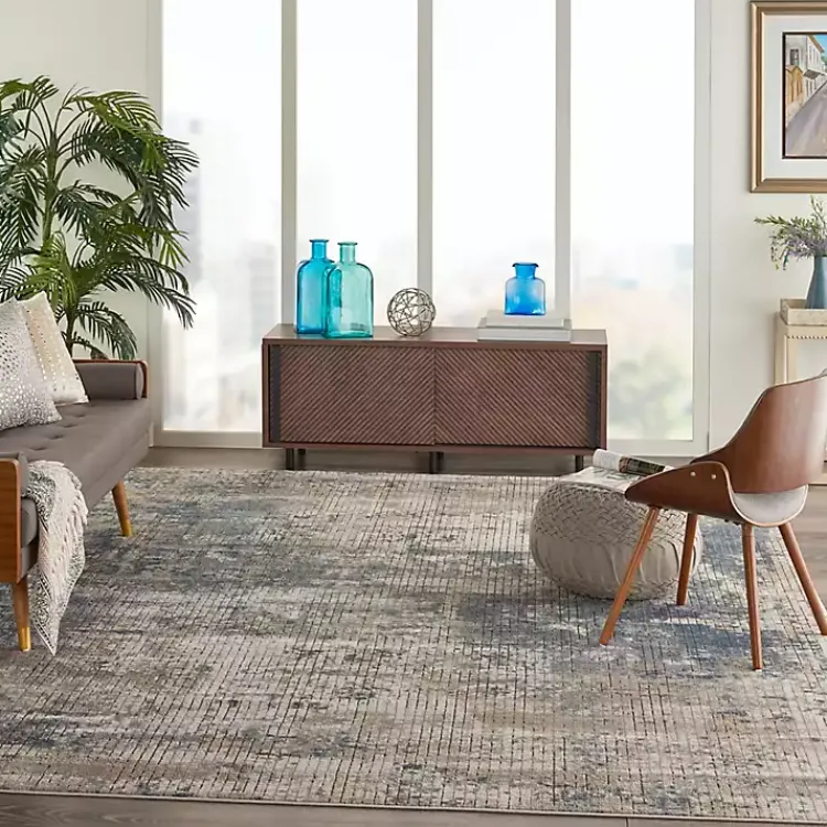 Kirklands Home Blue and Beige Tally Textured Area Rug, 7x9 Outlet