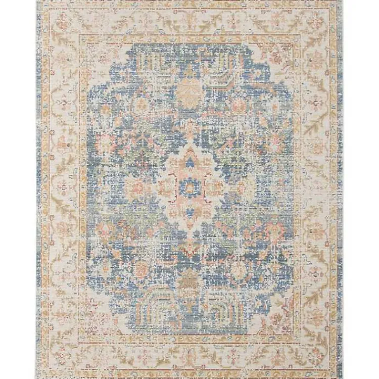 Kirklands Home Blue and Beige Vintage Border Area Rug, 2x3 Hot