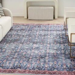 Kirklands Home and Brick Floral Washable Area Rug, 5x7 Blue Best
