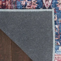 Kirklands Home and Brick Floral Washable Area Rug, 5x7 Blue Best