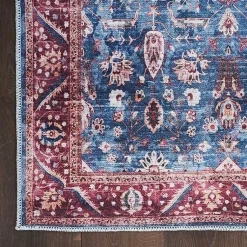 Kirklands Home and Brick Floral Washable Area Rug, 5x7 Blue Best