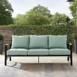 Kirklands Home and Bronze Kaplan X-Arm Outdoor Sofa Blue Outlet