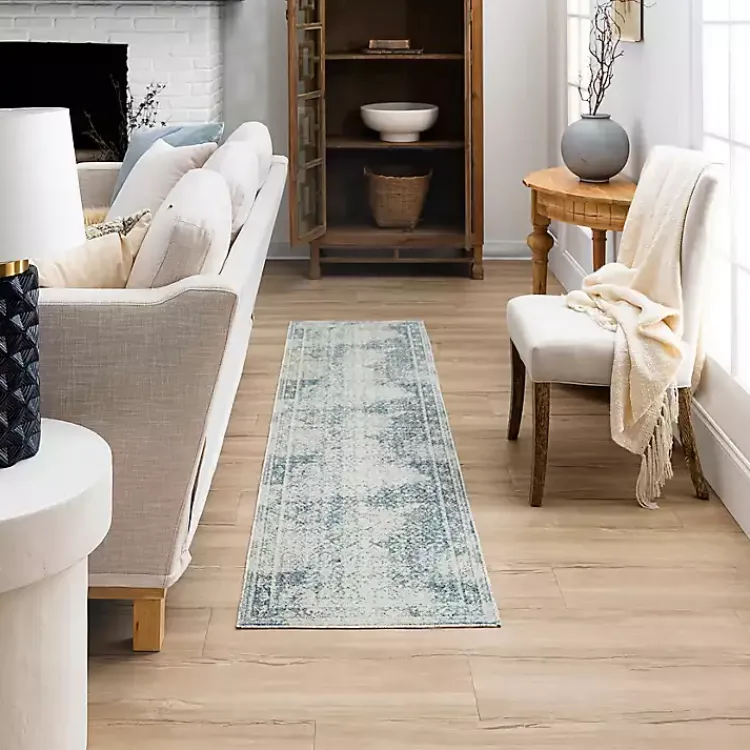 Kirklands Home Blue and Cream Blackwell Runner, 2x8 Best