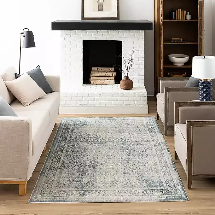 Kirklands Home Blue and Cream Blackwell Area Rug, 6x9 Discount
