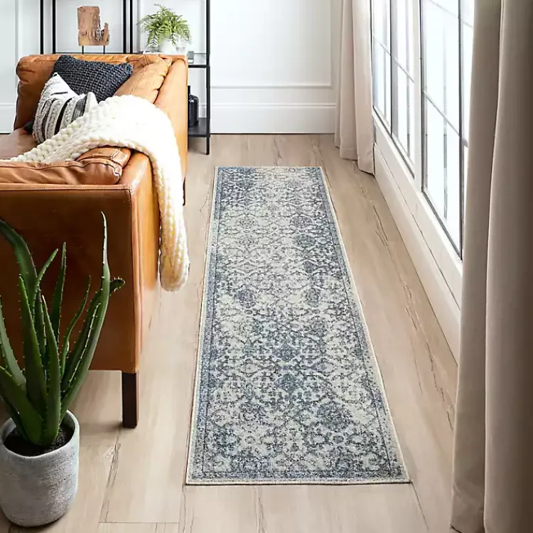 Kirklands Home Blue and Cream Granary Runner, 2x8 Sale