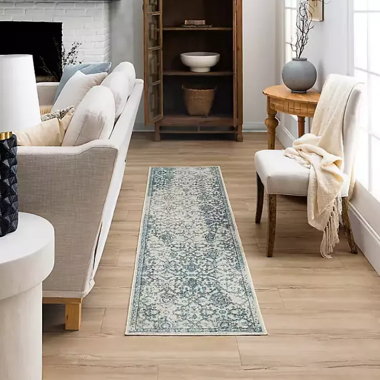 Kirklands Home Blue and Cream Granary Runner, 2x8 Sale