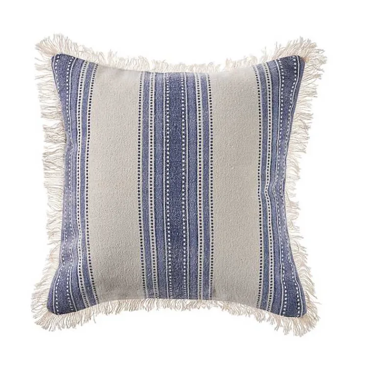 Pillows>Kirklands Home Blue and Cream Striped Accent Pillow