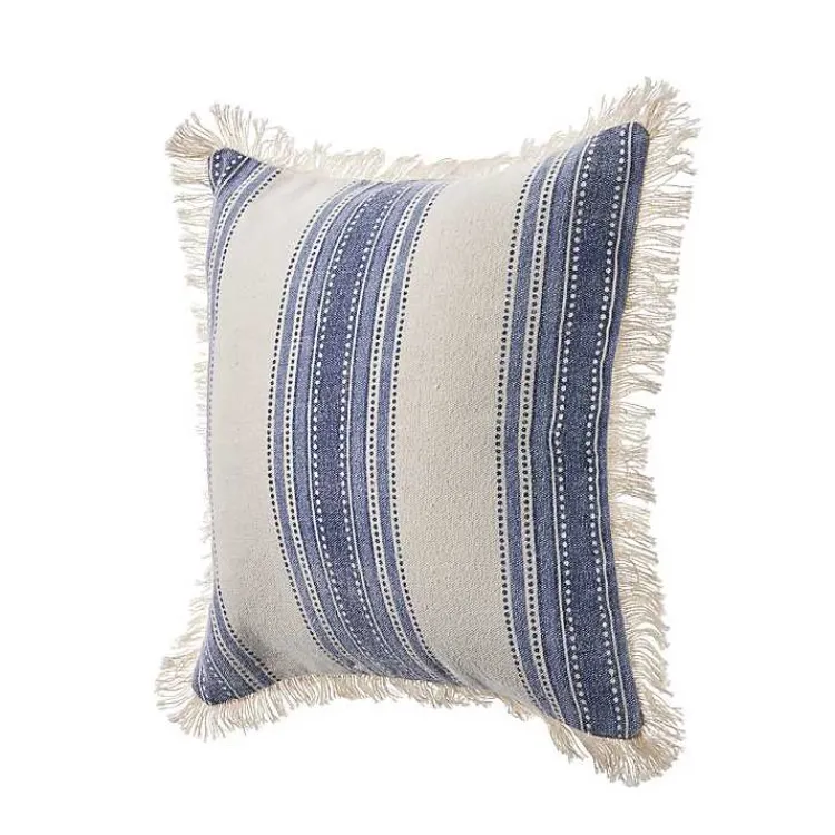 Pillows>Kirklands Home Blue and Cream Striped Accent Pillow
