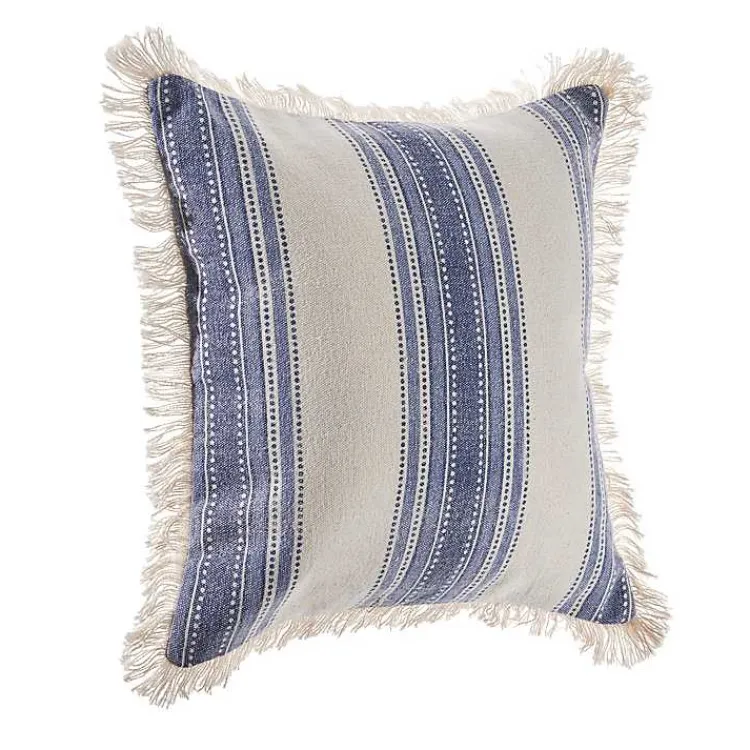 Pillows>Kirklands Home Blue and Cream Striped Accent Pillow
