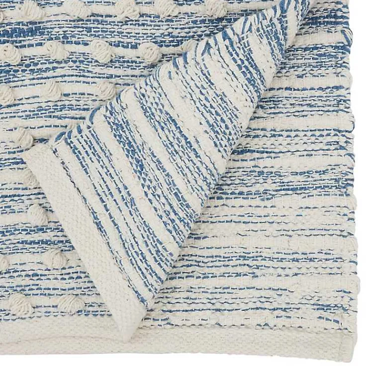 Kirklands Home and Cream Textured Diamonds Table Runner Blue New