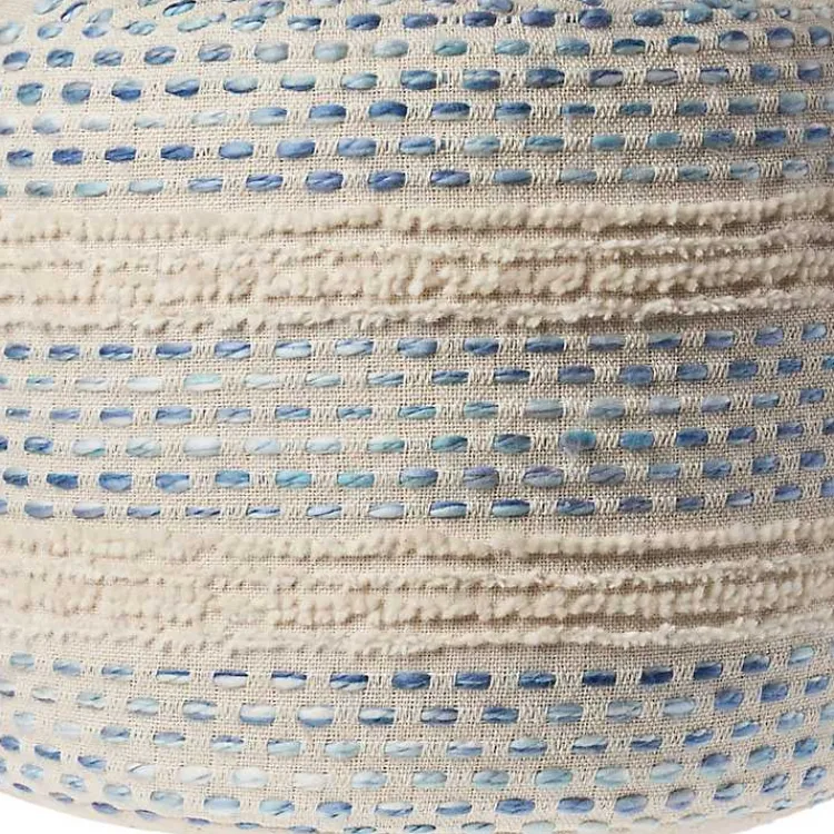 Poufs & Floor Cushions>Kirklands Home Blue and Cream Textured Stripe Pouf