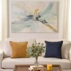 Kirklands Home Blue and Gold Abstract Canvas Art Print, 48x32 in. Outlet